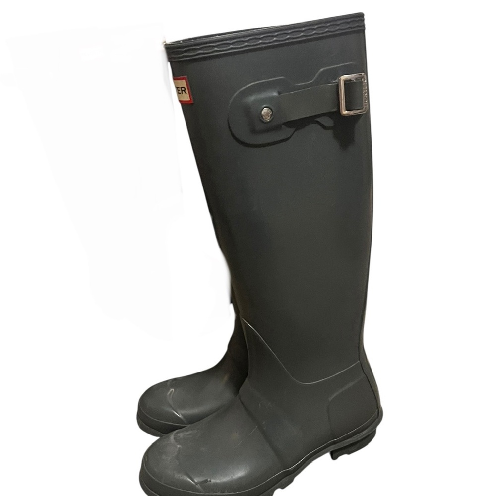 Hunter Grey Women's Original Tall Rain Boots SZ 6 - Picture 2 of 4